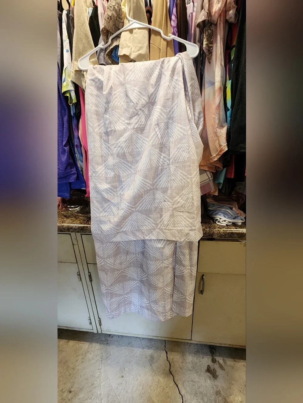 Mainstays White And Beige Shower Curtain Brand New Without Tags